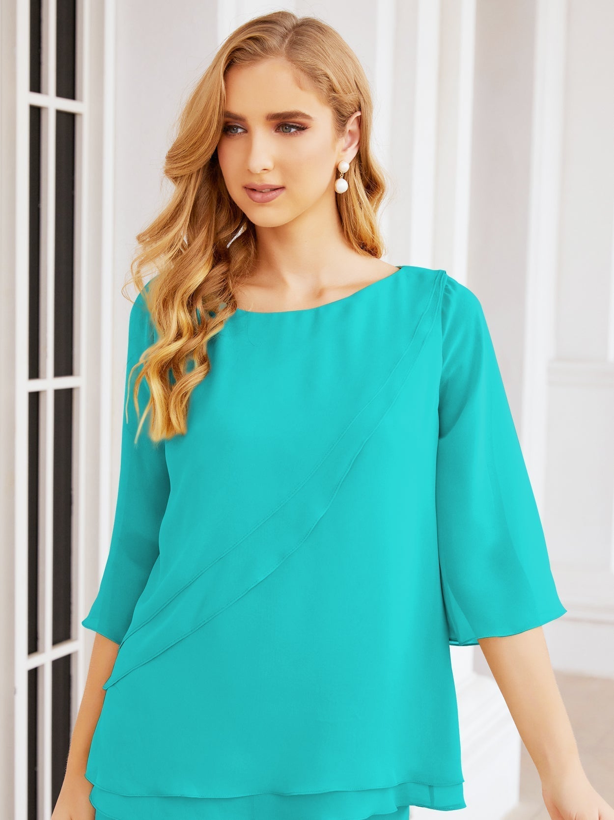 Baoleely Élégante robe mère de la mariée 2 pièces, grande taille, pantalon, volants, couches argentées, peignoir 28064