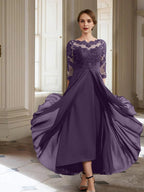Vestidos de corte princesa/línea A para la madre de la novia, manga larga y apliques. 