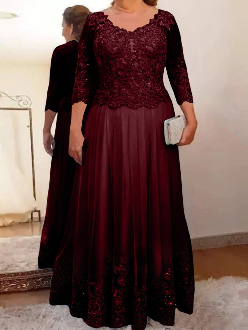Vestidos de corte princesa/línea A para la madre de la novia en tul con apliques 