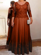 Vestidos de corte princesa/línea A para la madre de la novia en tul con apliques 