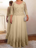 Vestidos de corte princesa/línea A para la madre de la novia en tul con apliques 