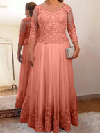 Vestidos de corte princesa/línea A para la madre de la novia en tul con apliques 