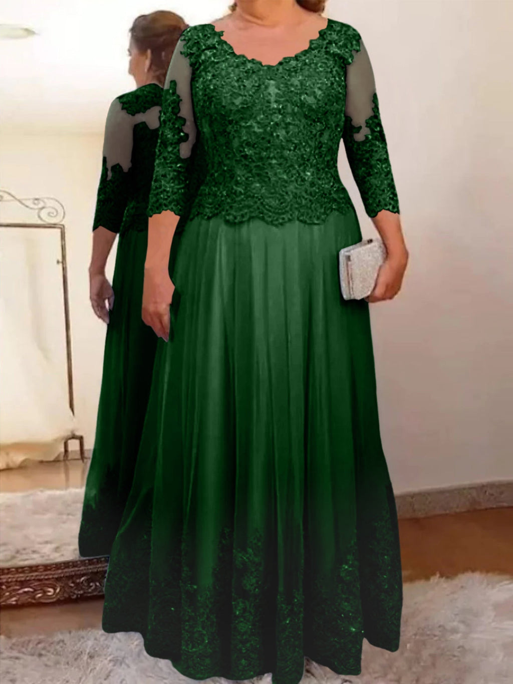 Vestidos de corte princesa/línea A para la madre de la novia en tul con apliques 