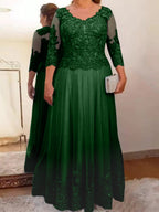 Vestidos de corte princesa/línea A para la madre de la novia en tul con apliques 