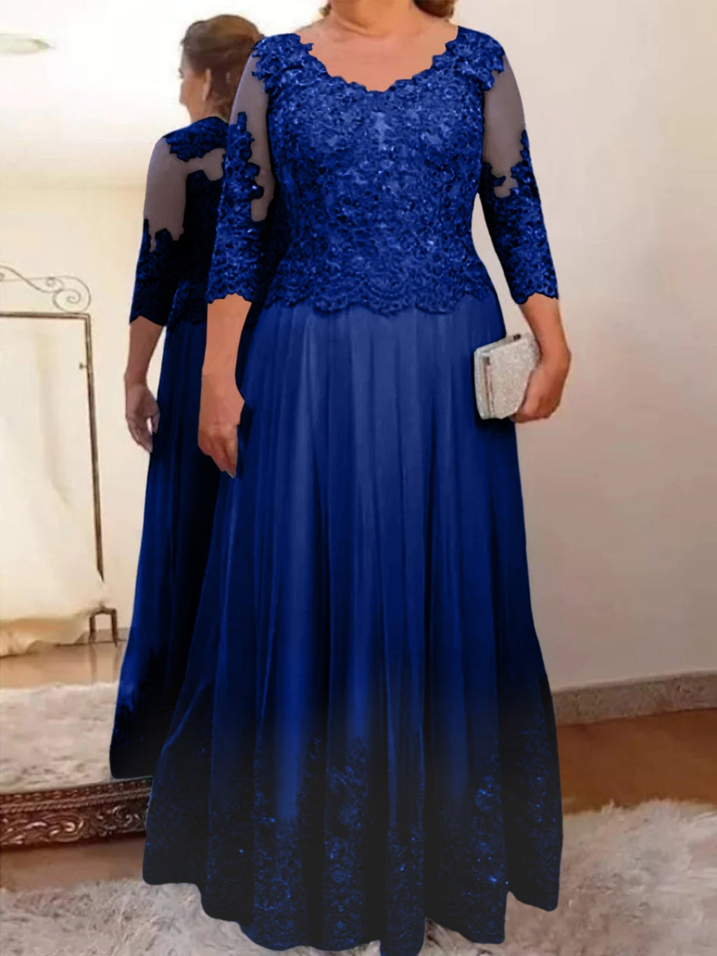 Vestidos de corte princesa/línea A para la madre de la novia en tul con apliques 