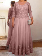 Vestidos de corte princesa/línea A para la madre de la novia en tul con apliques 
