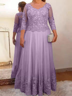 Vestidos de corte princesa/línea A para la madre de la novia en tul con apliques 