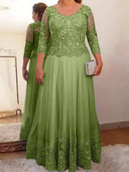 Vestidos de corte princesa/línea A para la madre de la novia en tul con apliques 