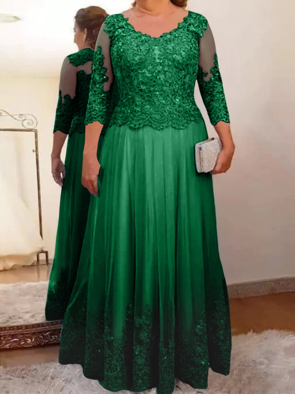 Vestidos de corte princesa/línea A para la madre de la novia en tul con apliques 