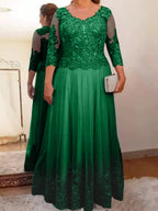 Vestidos de corte princesa/línea A para la madre de la novia en tul con apliques 