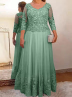Vestidos de corte princesa/línea A para la madre de la novia en tul con apliques 