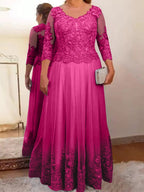 Vestidos de corte princesa/línea A para la madre de la novia en tul con apliques 