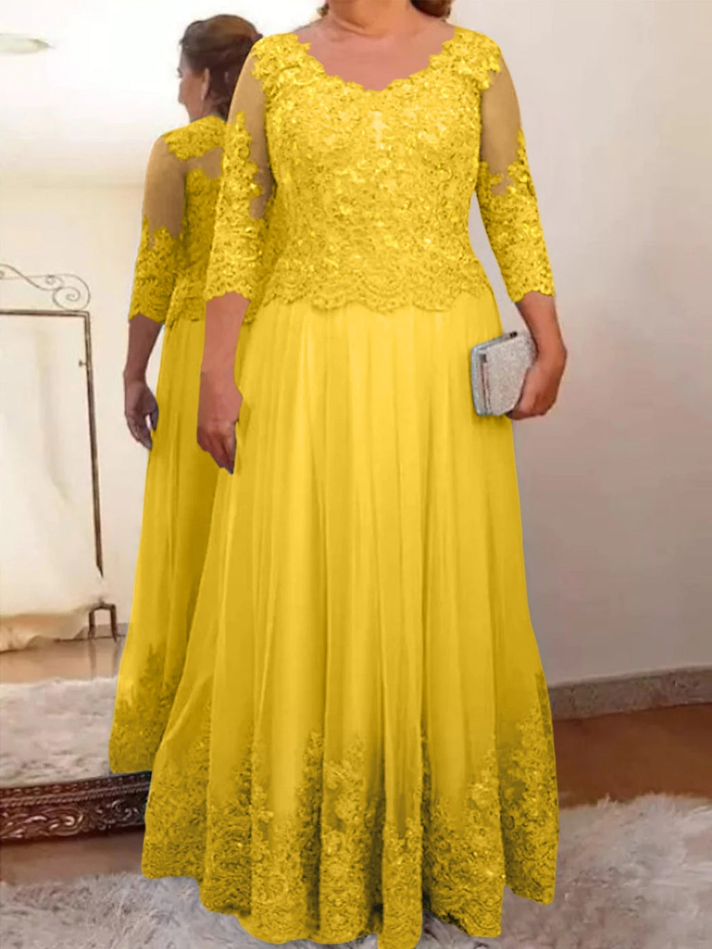 Vestidos de corte princesa/línea A para la madre de la novia en tul con apliques 