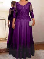 Vestidos de corte princesa/línea A para la madre de la novia en tul con apliques 