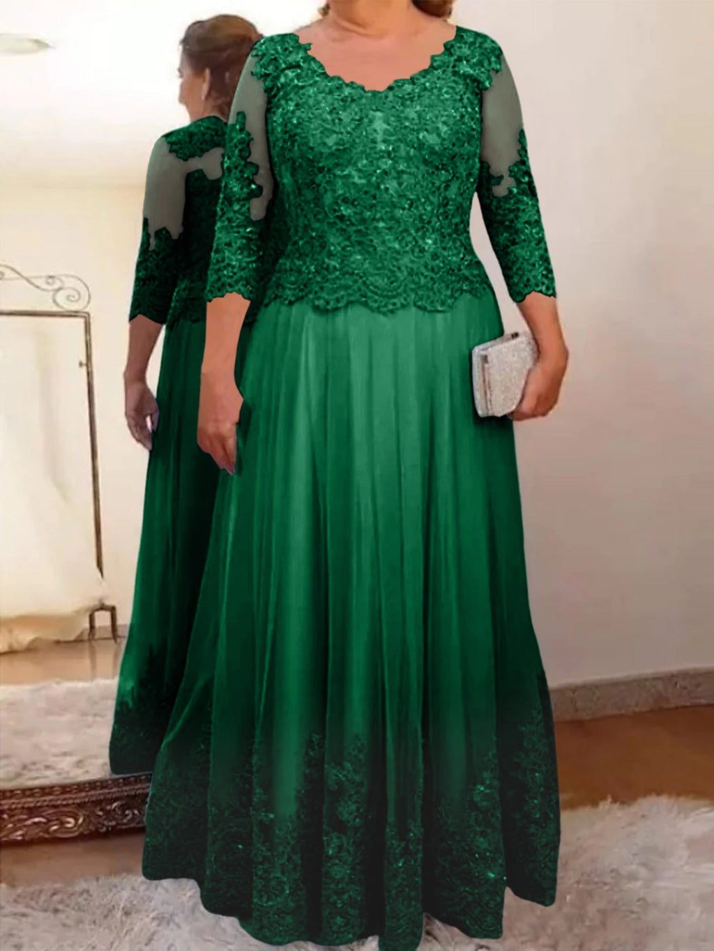 Vestidos de corte princesa/línea A para la madre de la novia en tul con apliques 