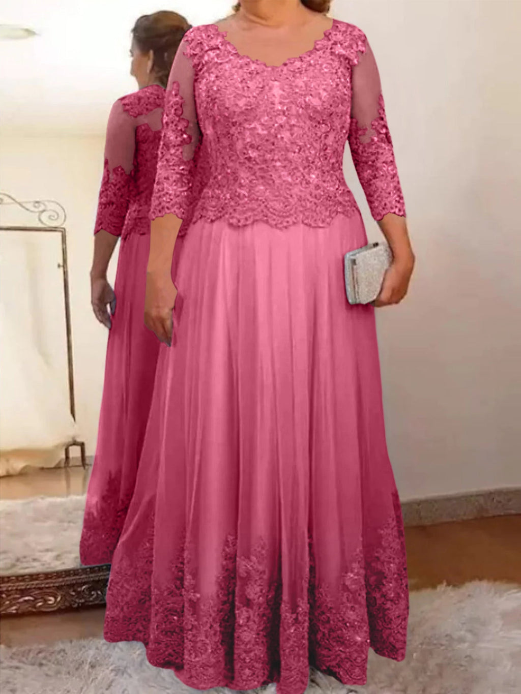 Vestidos de corte princesa/línea A para la madre de la novia en tul con apliques 