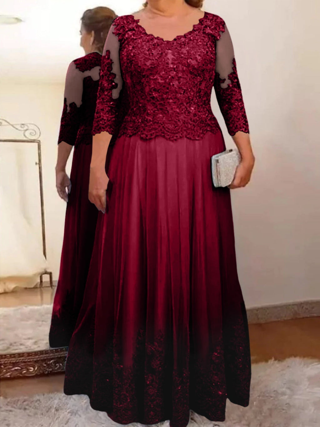 Vestidos de corte princesa/línea A para la madre de la novia en tul con apliques 