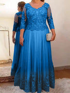 Vestidos de corte princesa/línea A para la madre de la novia en tul con apliques 