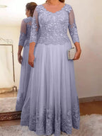 Vestidos de corte princesa/línea A para la madre de la novia en tul con apliques 