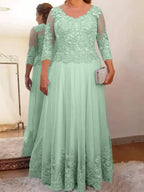 Vestidos de corte princesa/línea A para la madre de la novia en tul con apliques 