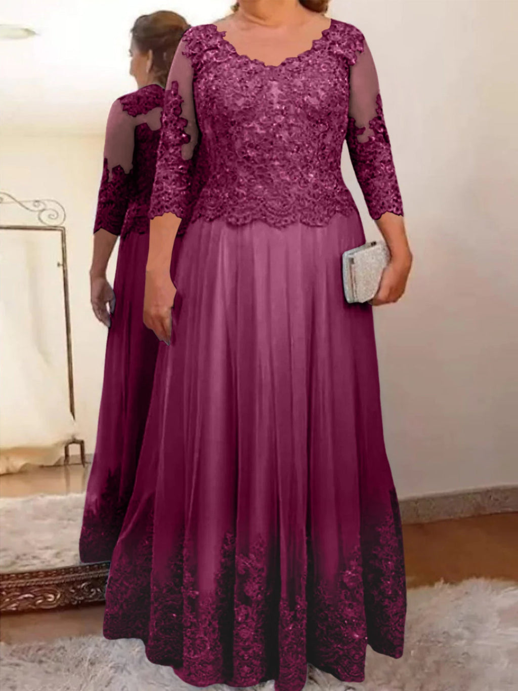 Vestidos de corte princesa/línea A para la madre de la novia en tul con apliques 