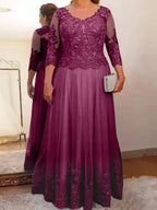 Vestidos de corte princesa/línea A para la madre de la novia en tul con apliques 