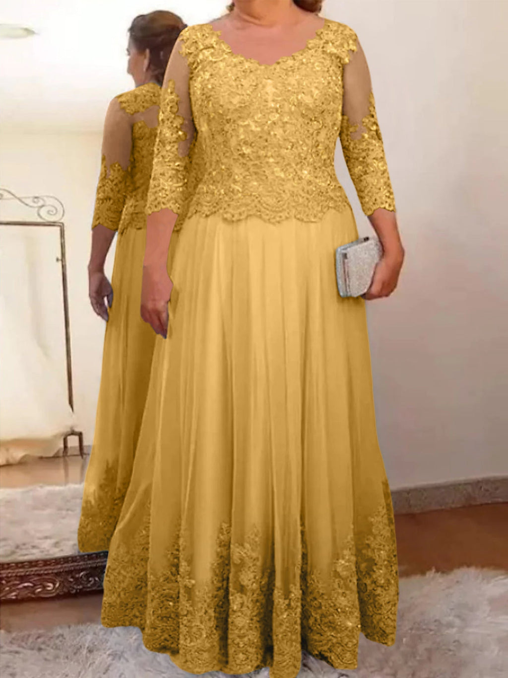 Vestidos de corte princesa/línea A para la madre de la novia en tul con apliques 