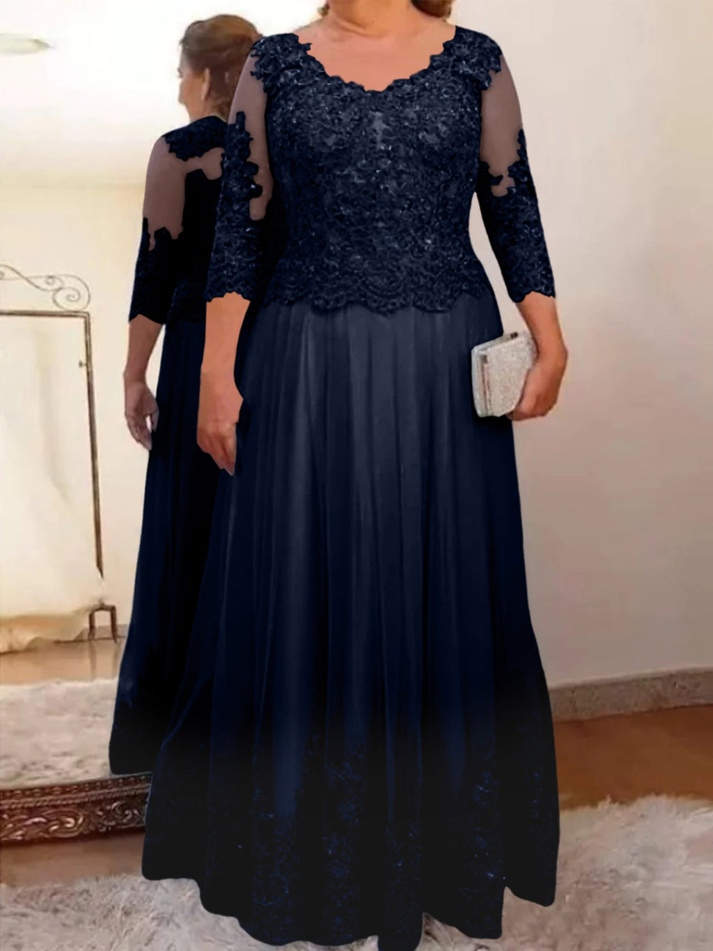 Vestidos de corte princesa/línea A para la madre de la novia en tul con apliques 