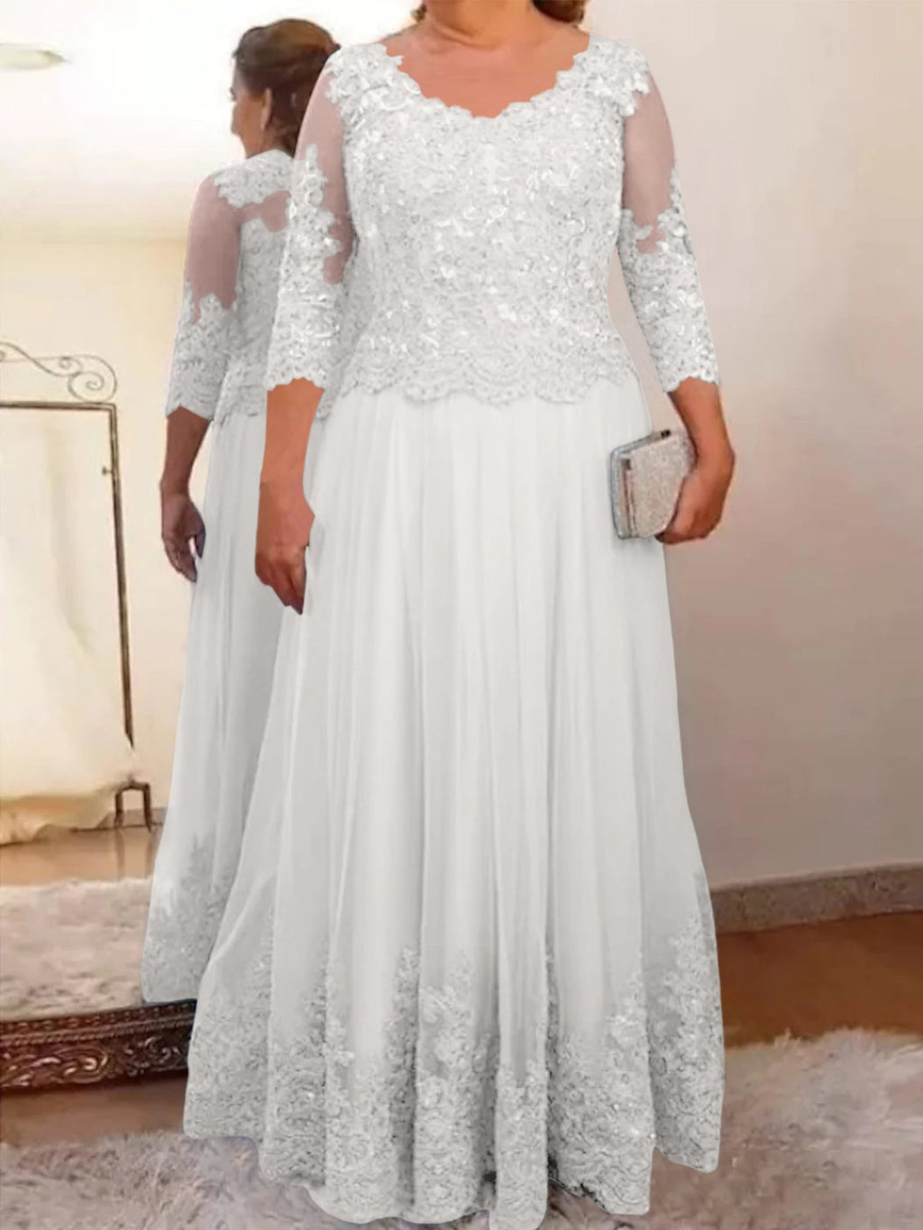 Vestidos de corte princesa/línea A para la madre de la novia en tul con apliques 