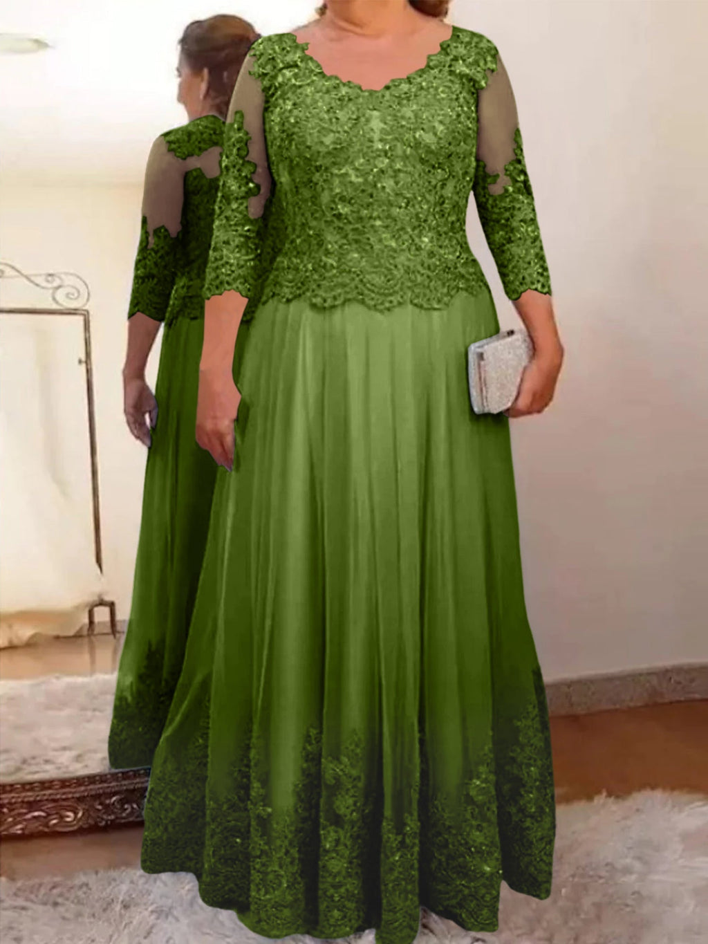 Vestidos de corte princesa/línea A para la madre de la novia en tul con apliques 
