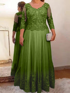 Vestidos de corte princesa/línea A para la madre de la novia en tul con apliques 