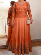 Vestidos de corte princesa/línea A para la madre de la novia en tul con apliques 