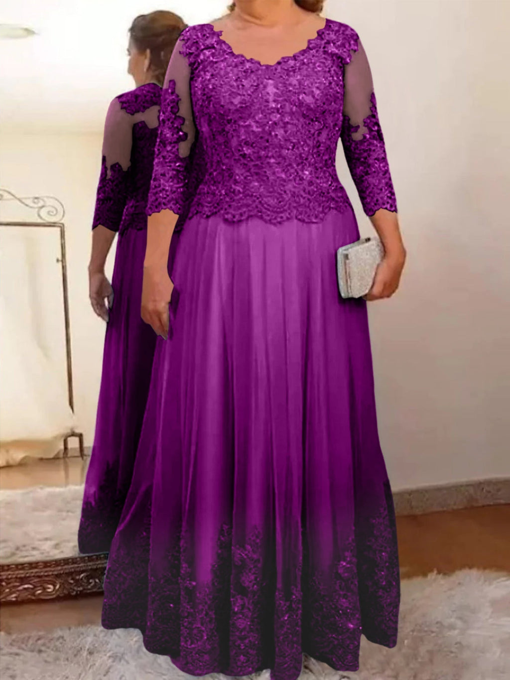 Vestidos de corte princesa/línea A para la madre de la novia en tul con apliques 