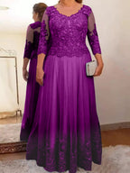 Vestidos de corte princesa/línea A para la madre de la novia en tul con apliques 