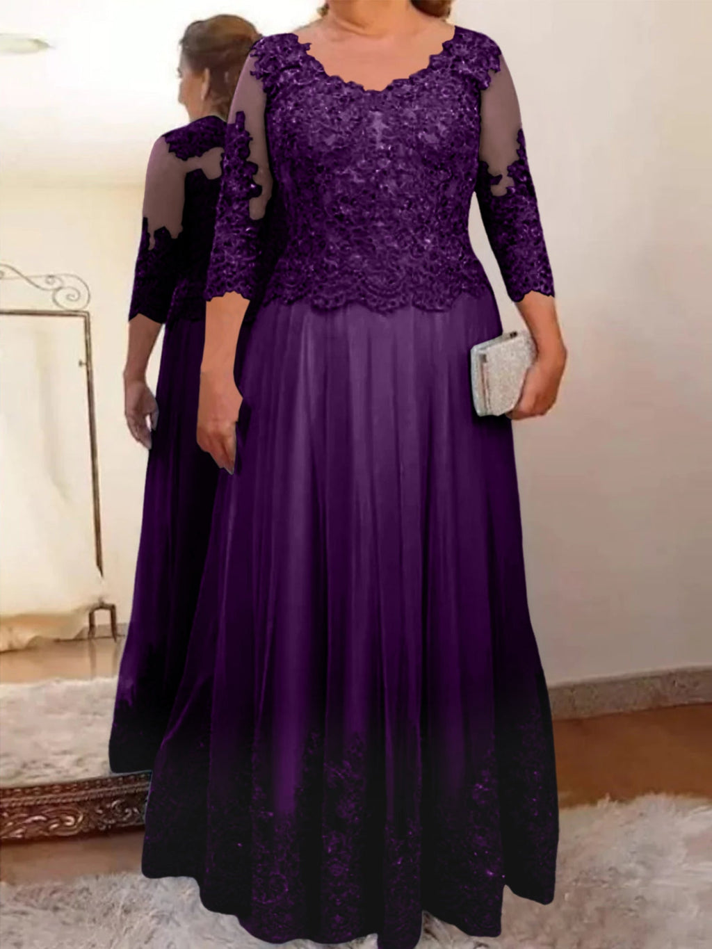 Vestidos de corte princesa/línea A para la madre de la novia en tul con apliques 