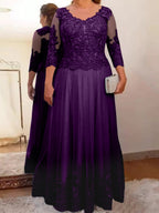 Vestidos de corte princesa/línea A para la madre de la novia en tul con apliques 