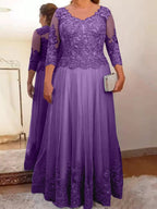 Vestidos de corte princesa/línea A para la madre de la novia en tul con apliques 