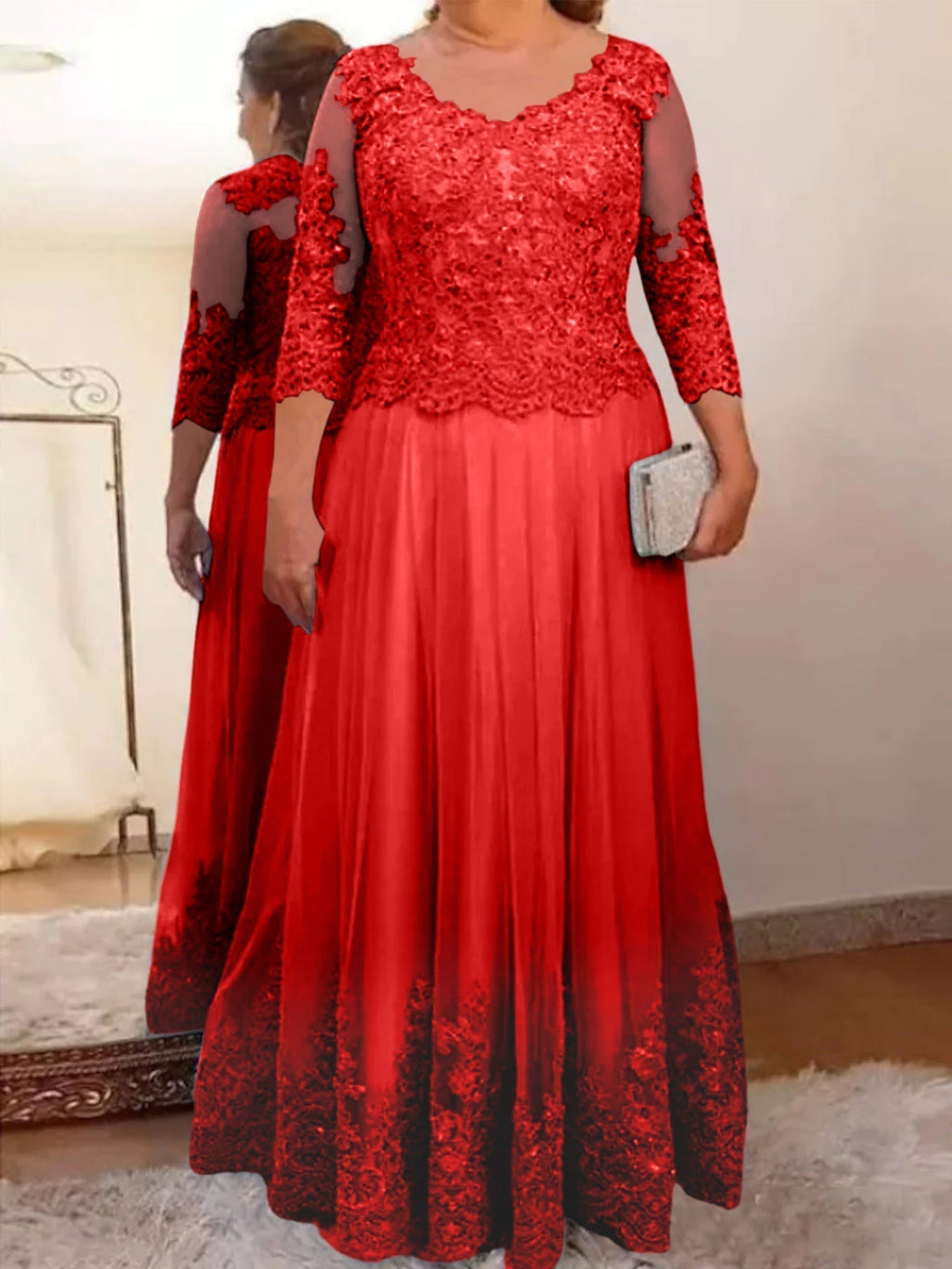 Vestidos de corte princesa/línea A para la madre de la novia en tul con apliques 