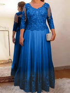 Vestidos de corte princesa/línea A para la madre de la novia en tul con apliques 