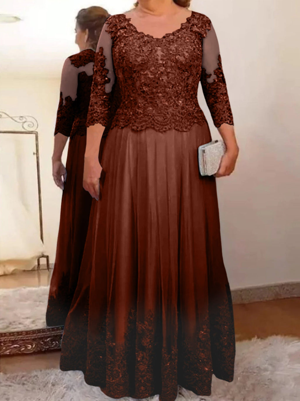 Vestidos de corte princesa/línea A para la madre de la novia en tul con apliques 