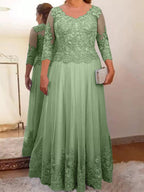 Vestidos de corte princesa/línea A para la madre de la novia en tul con apliques 