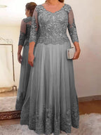 Vestidos de corte princesa/línea A para la madre de la novia en tul con apliques 