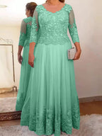 Vestidos de corte princesa/línea A para la madre de la novia en tul con apliques 