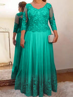Vestidos de corte princesa/línea A para la madre de la novia en tul con apliques 