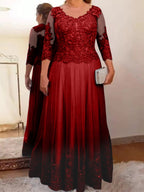 Vestidos de corte princesa/línea A para la madre de la novia en tul con apliques 