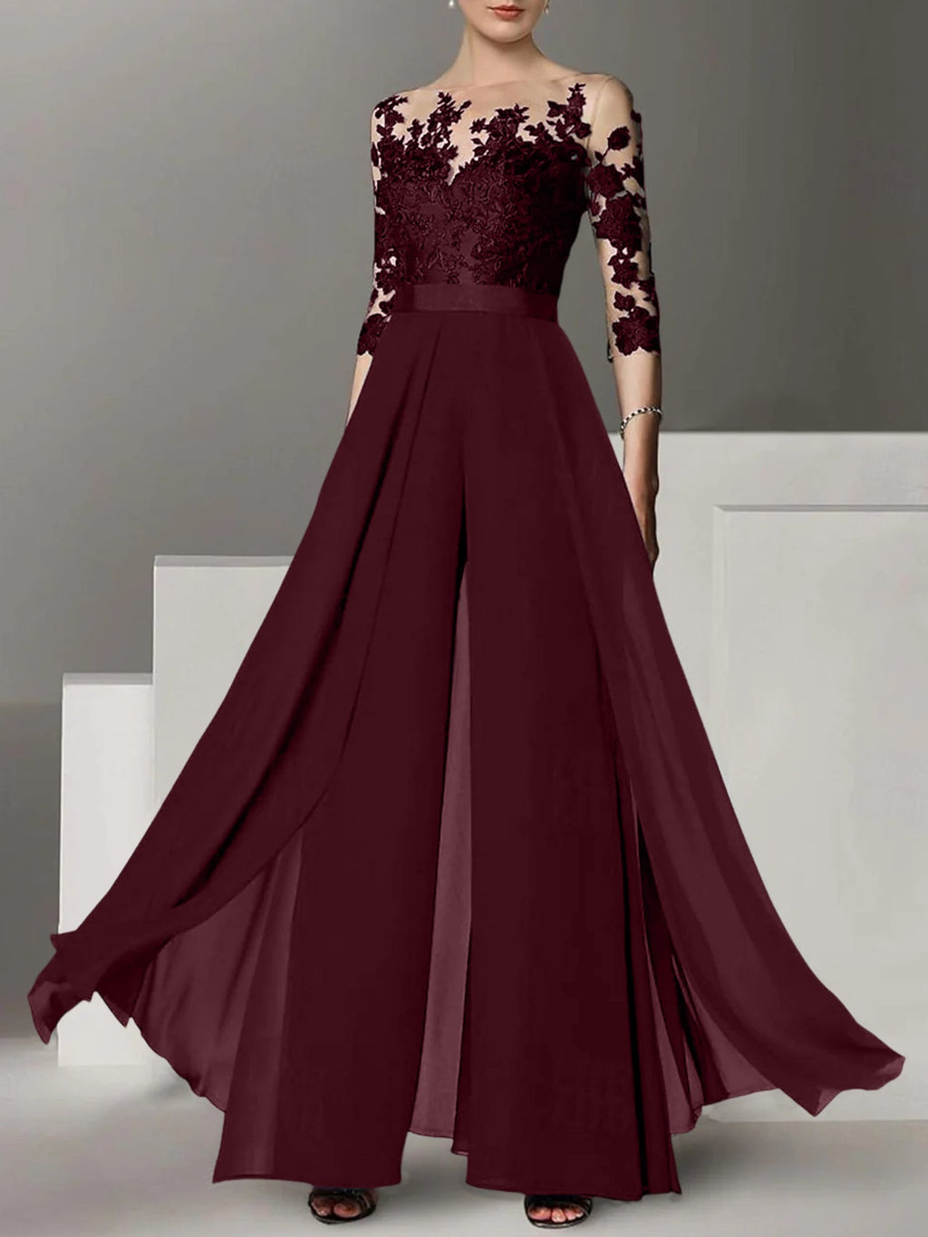 Robes de mère de la mariée de coupe trapèze/princesse avec appliques 