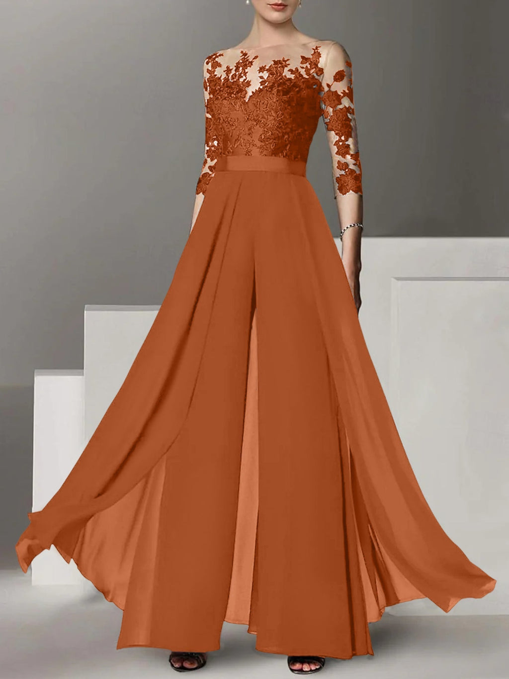 Robes de mère de la mariée de coupe trapèze/princesse avec appliques 