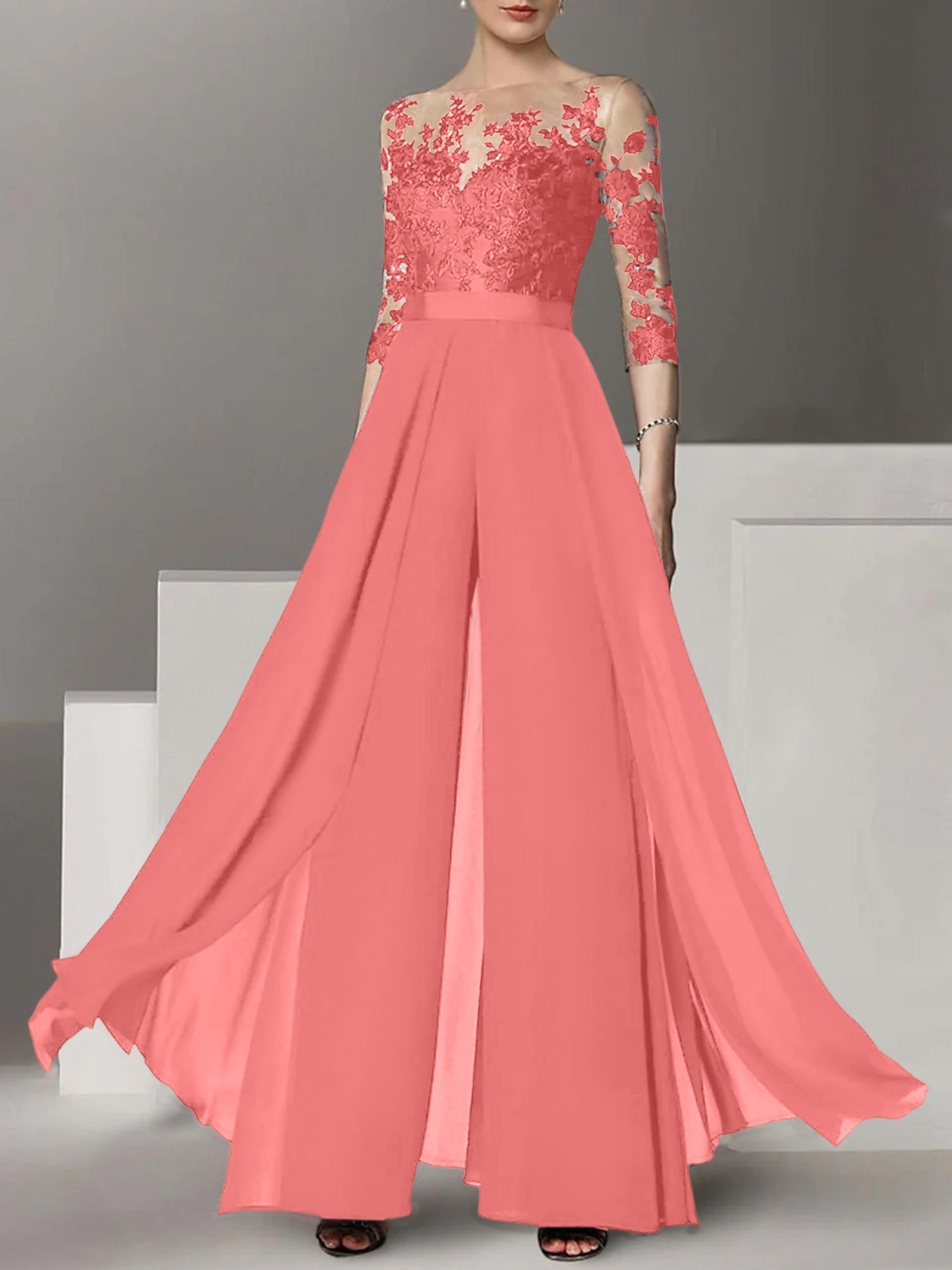 Robes de mère de la mariée de coupe trapèze/princesse avec appliques 