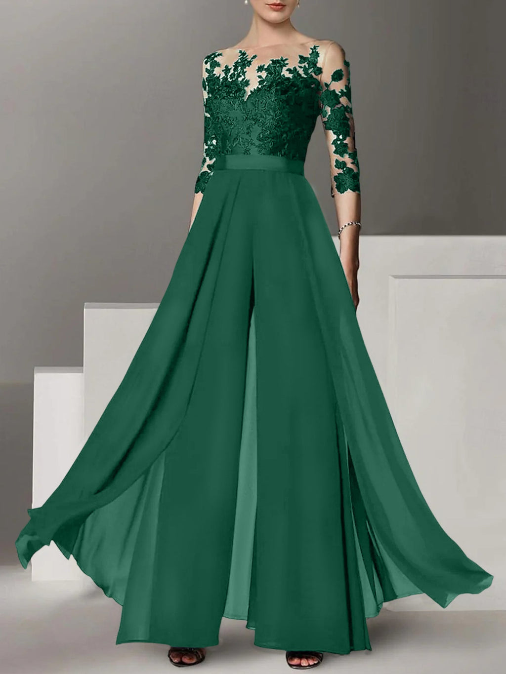 Robes de mère de la mariée de coupe trapèze/princesse avec appliques 