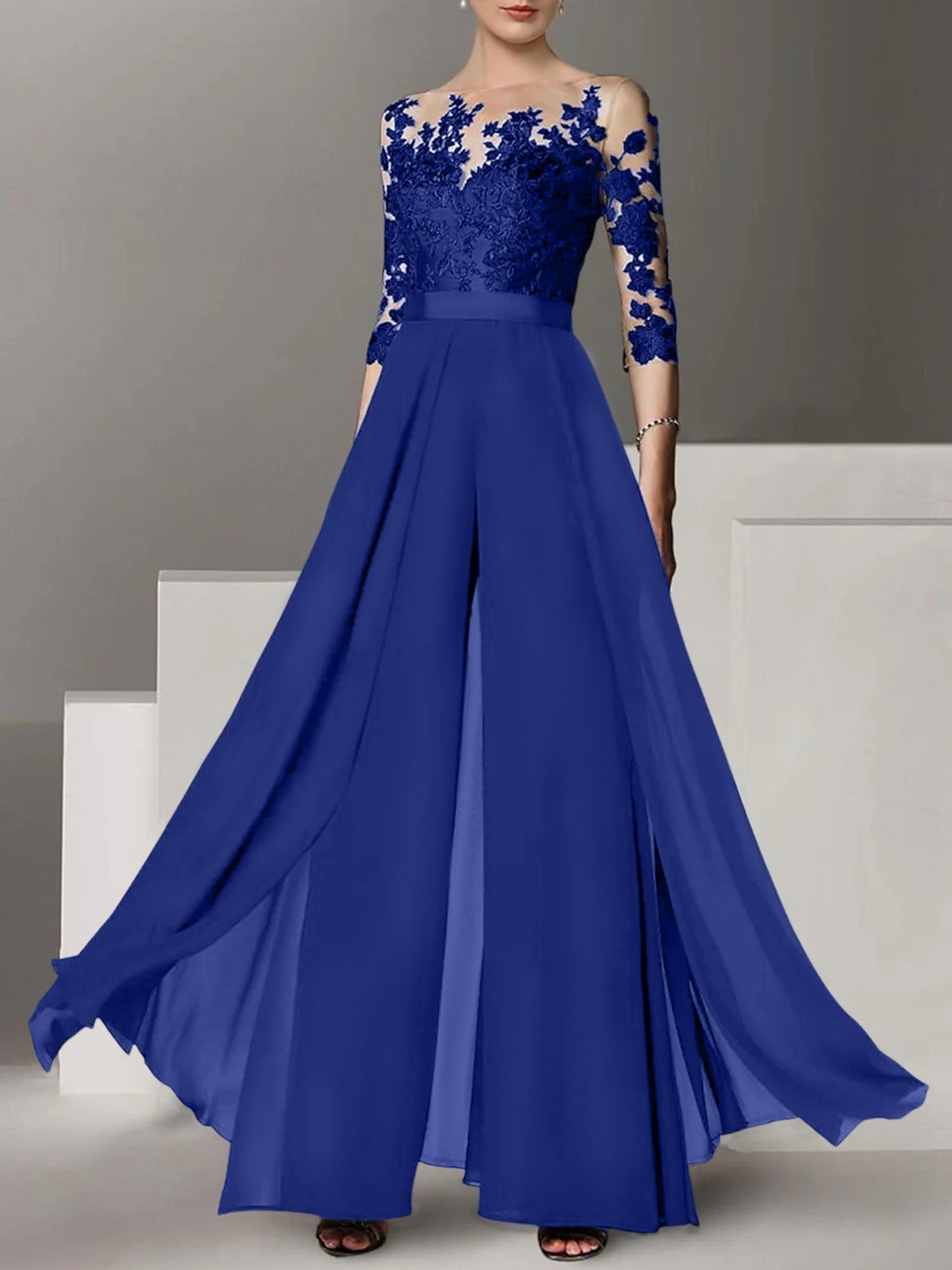 Robes de mère de la mariée de coupe trapèze/princesse avec appliques 